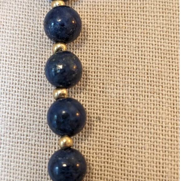Lapis Lazuli 30" Strand 8mm Beads W/ Gold Tone Spacer Beads - Picture 5 of 6